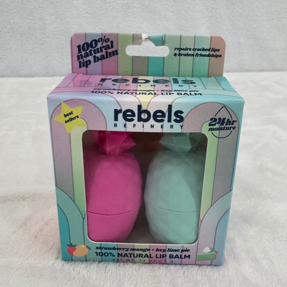 New Rebels Refinery Pineapple Paradise Lip Balm Duo Strawberry Mango & Key Lime